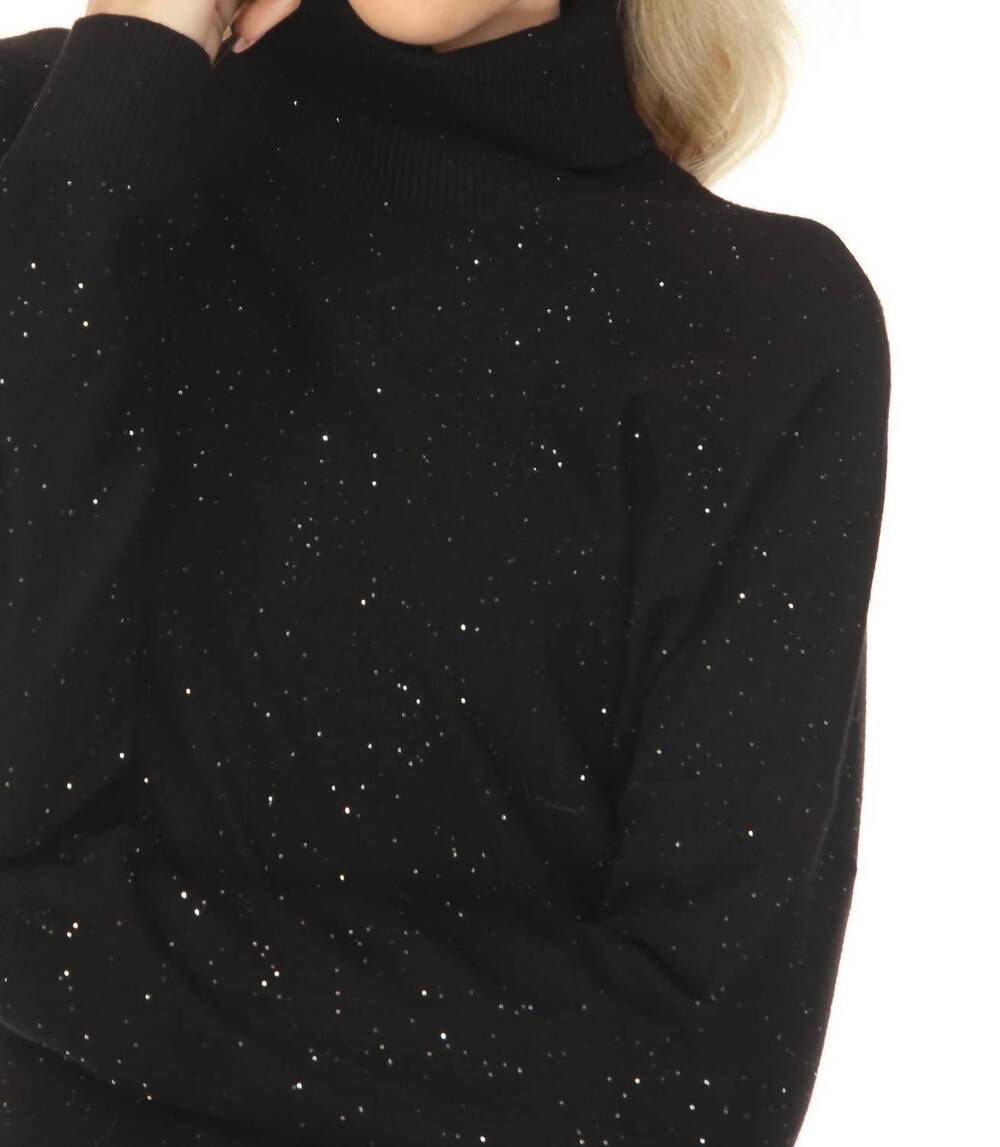NEW JOSEPH RIBKOFF sequined turtleneck midi sweater dress in black - Picture 5 of 7